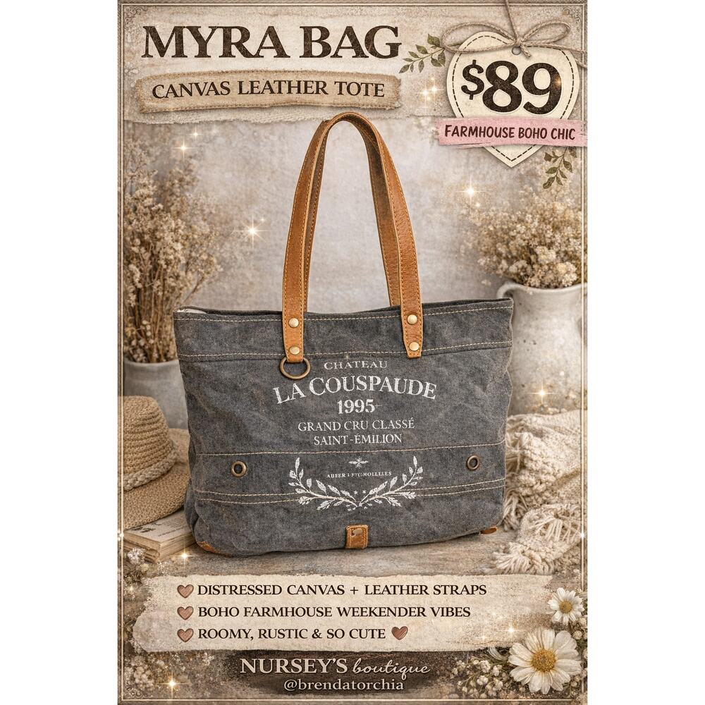 Myra Bag Canvas Leather Tote Distressed Boho Weekender Large